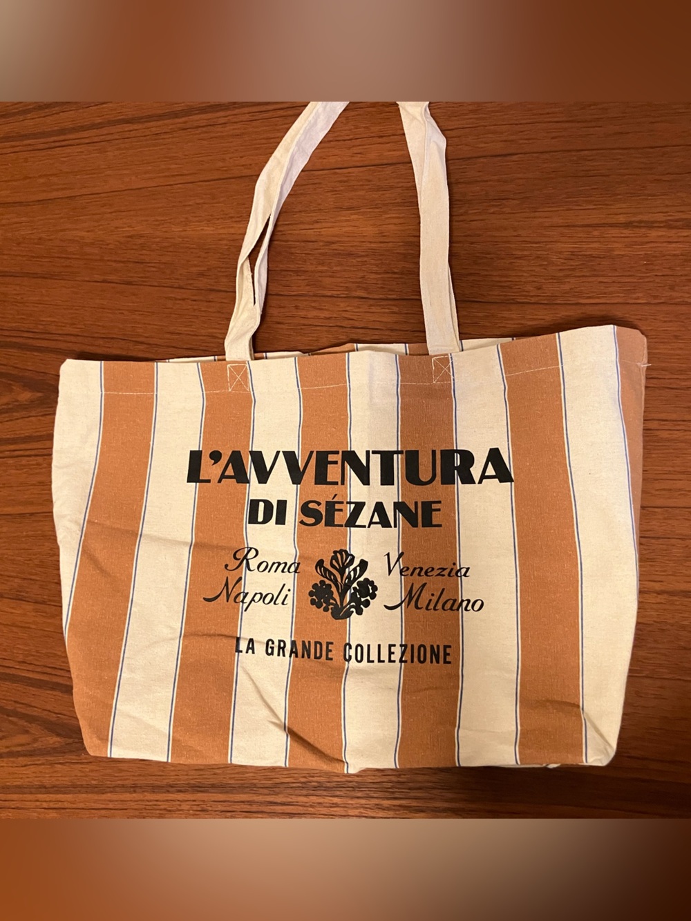 Sezane L’Avventura di Sezane Striped Canvas Tote Bag